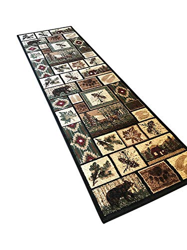 Cabin-Style-Runner-Area-Rug-Rustic-Native-American-Western-Country-Bear-Elk-Deer-Wildlife-Lodge-Native-Design-386-2-Feet-2-Inch-X-7-Feet-2-Inch Cabin Style Runner Area Rug Rustic Native American Western Country Bear Elk Deer Wildlife Lodge Native Design 386 2 Feet 2 Inch X 7 Feet 2 Inch