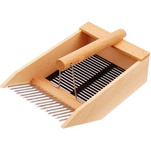 PROHEIM Beerenpflücker Beeren Rechen aus Metall Beerenkamm aus stabilen & massiven Buchenholz