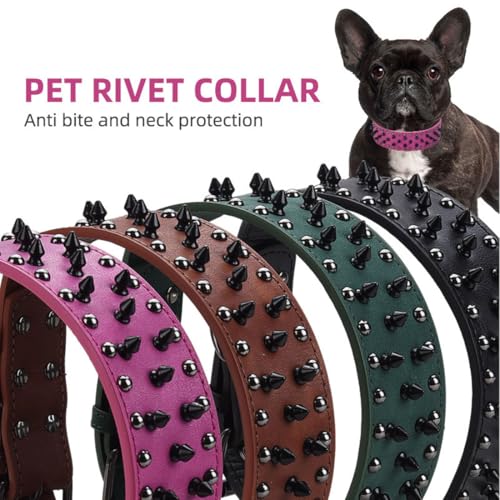 FUNAT Haustier Nietenhalsband, Großes Hundepunk Stil Nietenhalsband, Anti beißen Nagel Leder Hundehalsband, Hundehalsband mit Nieten Geeignet für mittlere bis große Hunde