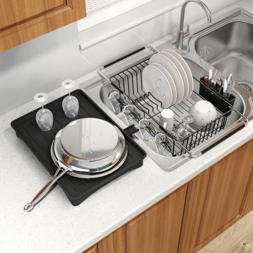 MAJALiS Expandable Dish Drying Rack Over Sink with Extra Drainboard