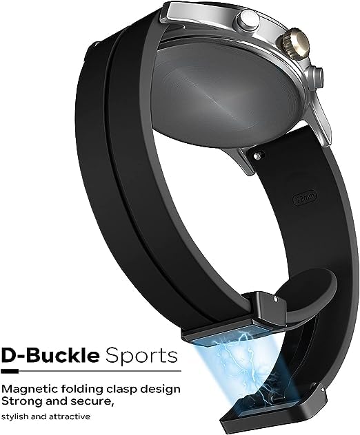 Image of 22 mm Silicone Magnetic Watch Straps Belt Band Compatible with Noise ColorFit Ultra /Ultra 2, FireBoltt, Boat, Active /GPS, Buzz, Nav & Nav+, Universal Smartwatch Straps