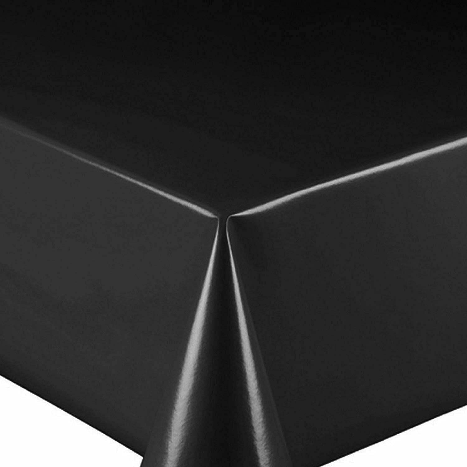 PVC Tischdecke Uni SCHWARZ Wachstuch · Breite & Länge wählbar · abwaschbare Tischdecke Glatt glänzend, Größe:140 x 2500 cm