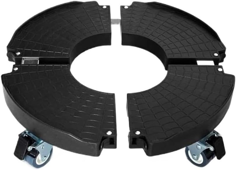 Universal Flower Pot Wheels Round Tray Stainless Steel Rack Plant Movable Rolling Potted Stand with Rollers(Black)