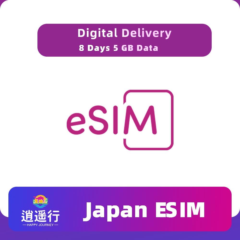 eSIM Card for Japan | Get QR Code Instantly | 5G/4G High-Speed | Hotspot Allow | for Travel, Business & Unlocked Phones (8 Days, 5 GB/Day, 5G, excluding Voice Calls.)