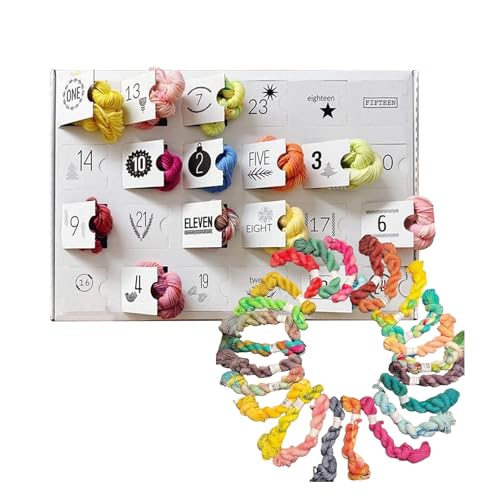 Crochet Advent Calendar 2025, User-Friendly Yarn Advent Calendars for Family & Teen Girls, Family Fostering DIY 24 Days of Christmas Advent Calendar with Vibrant Colors for Xmas Countdown (Mixed Colors)