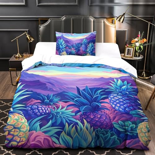 Housse de couette ananas impression 3D parure lit microfibre - 4
