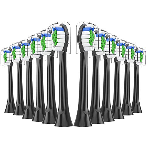 Qlebao Cabezales de repuesto para cepillo de dientes eléctrico Philips Sonicare, compatible con DiamondClean, ProtectiveClean, EasyClean, FlexCare, HealthyWhite, 12 unidades con 12 tapas higiénicas