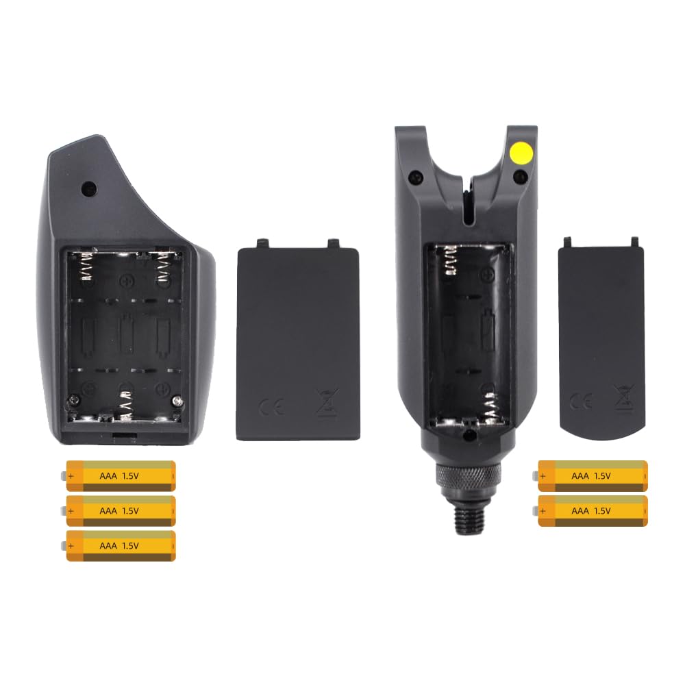 Hirisi Tackle Alarma de mordida de carpa inalámbrica impermeable con luces LED, ajuste de volumen ajustable y sensibilidad indicador de mordida con radio