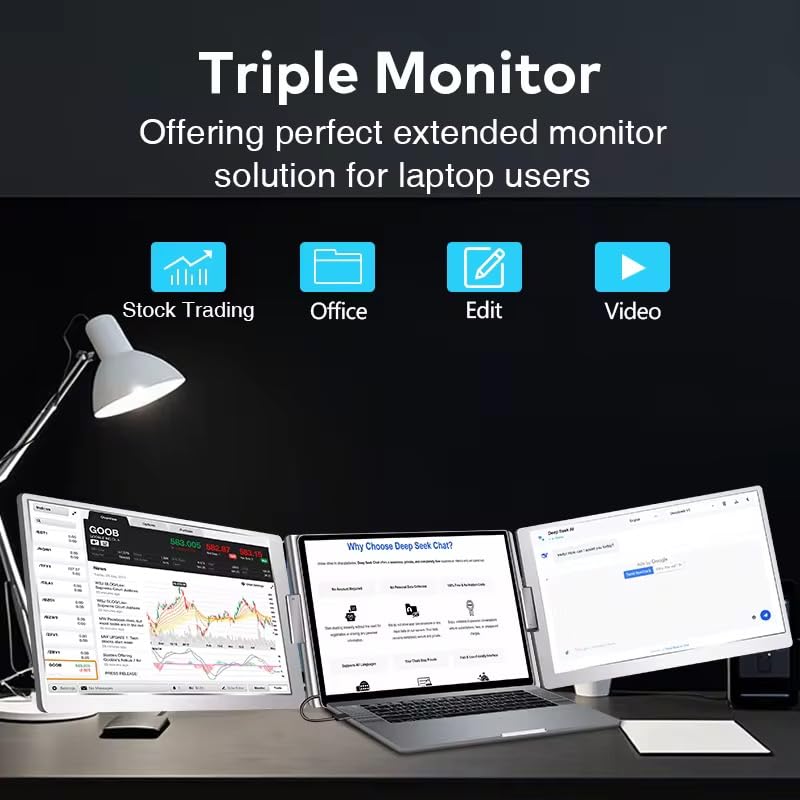 Image of TUTT 16 inch Dual Screen Portable Monitor for Laptop 12 inch-18.5 inch- 16:10 Ratio IPS, Single USB-C Cable, Stand-Alone Design | S900-P
