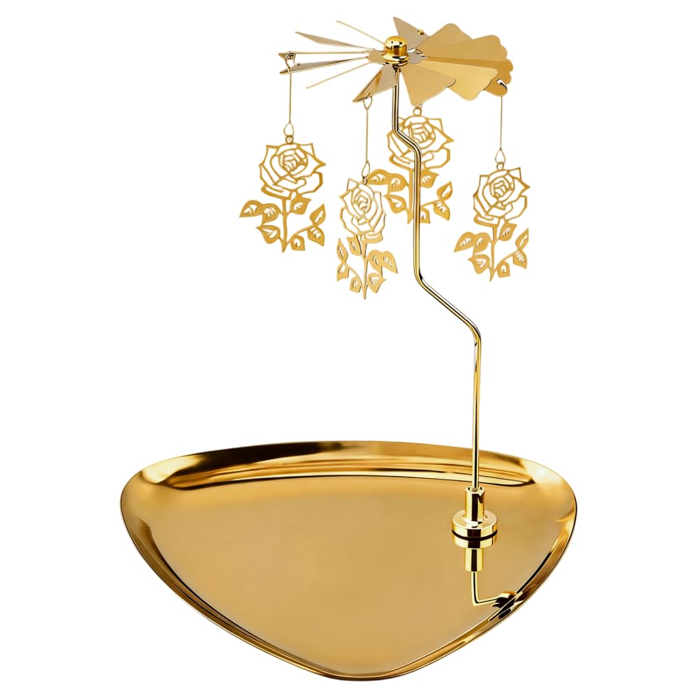 Bdkmms D Carousel Candle Holder, Gol Rotating Candle Tealights Spinning Candles Tray For Valentine's Ecor, Table Centerpiece