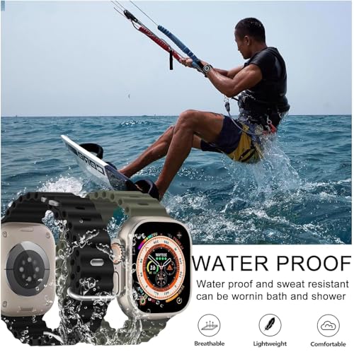 Image of Ocean Band Strap Compatible Apple Watch Strap 42mm 44mm 45mm 49mm Ultra, Soft Silicone Replacement Sport Band for iWatch Series 8 /7 /6 /5 /4 /3 /2 /1 SE Adjustable Breathable Wrist Strap