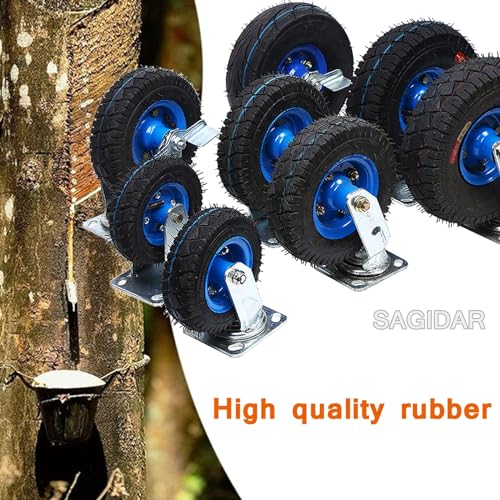 Roue pneumatique fixe et rotative pour chariot de jardin robuste