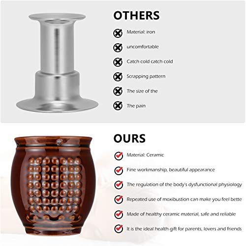 KOMBIUDA Ceramic Moxibustion Pot con Copa para Raspar para Terapia Corporal Resistente a Altas Temperaturas Manual Caja de Moxibustión para Uso en Casa Bienestar miniatura 6