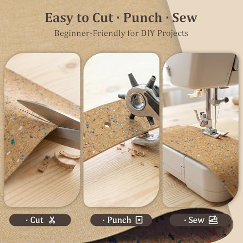 Image of SorenCut Patterned Cork Fabric Roll 12.8 x 54 Inch - Color Confetti Cork Leather Fabric with Flexible Backing for DIY Crafts, Earrings, Bags, Wallets & Handmade Accessories