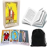Tarot Cards Set Classic Rider Tarot Cards Deck with Transparent Case English Manual Guidebook and EBook (Optional) Original Pamela Colman Smith Artwork Portable Tarot Cards with Black Velvet Bag (R)