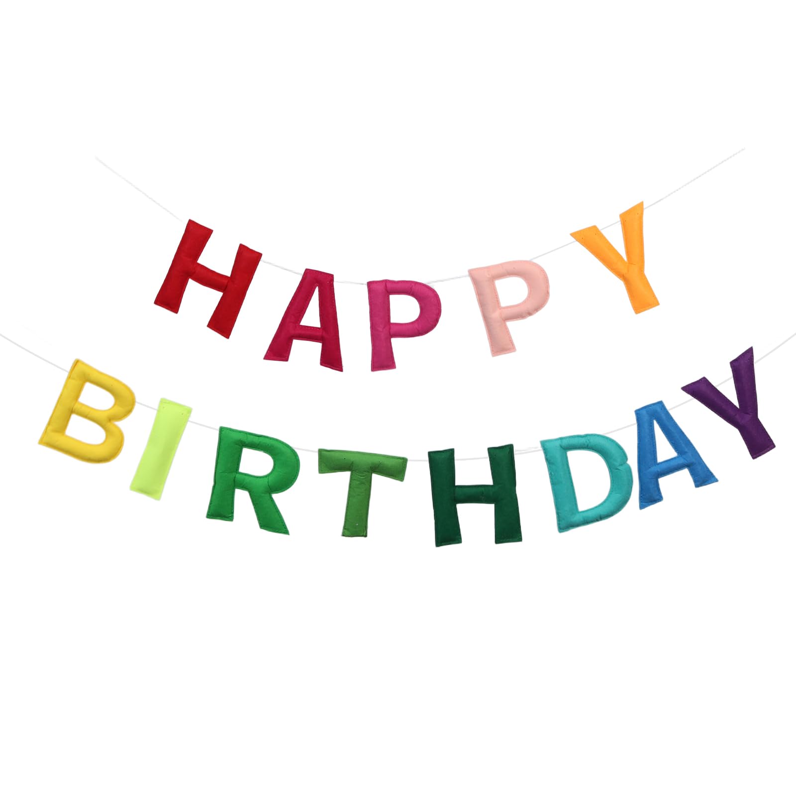 Tanice Felt Happy Birthday Banner, 3D Rainbow Reusable Birthday Decorations with Pre-Strung Garland for Party Wall, Classroom, Home, Durable Decor Banner Felt for Kids Adults Pets