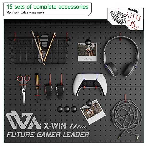 Jwx Ddb Gaming Standing Shelf Units, Home Office Cabinets With Metal Pegboard And 15 Pieces Organizer Tool Holders #TOP6