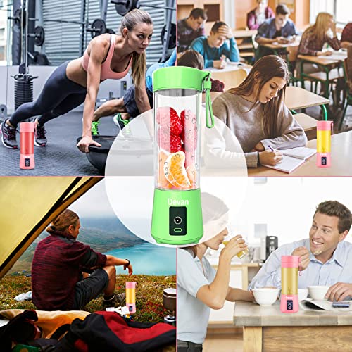 Image of Portable 6-Blade Juicer Blender with Electric Juicer 6 Blade Rechargable Portable USB Bottle Blender Shaker Juicer A 2000 Juicer Mixer Grinder for Smothies and Juices (GREEN)