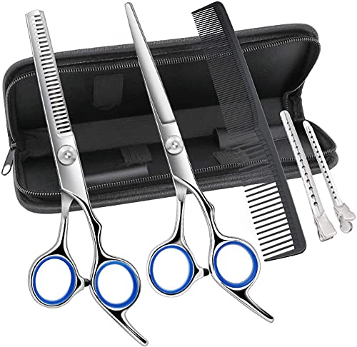 Foto von Friseurschere Profi 7 Pcs Haarschneideschere Set Haarschere Professionelle Friseur Set Rostfreie Bartschere Perfekter Effilierschere Linkshander Für Kinder Männer Frauen Haustiere Familie Friseursalon