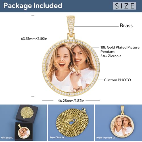 YIMERAIRE Custom Necklace Picture Medium Pendant Necklace Iced Out Picture Chain for Men Personalized Photo Necklaces for Women2