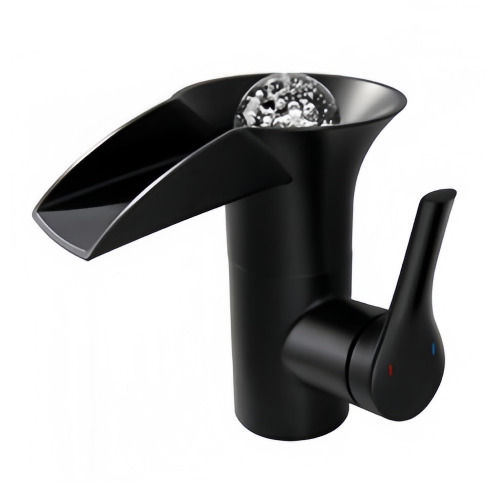 FQWNCIEG Bathroom Sink Taps Basin Mixer Tap Waterfall Sink Tap Mixer Black Single Lever Hot and Cold