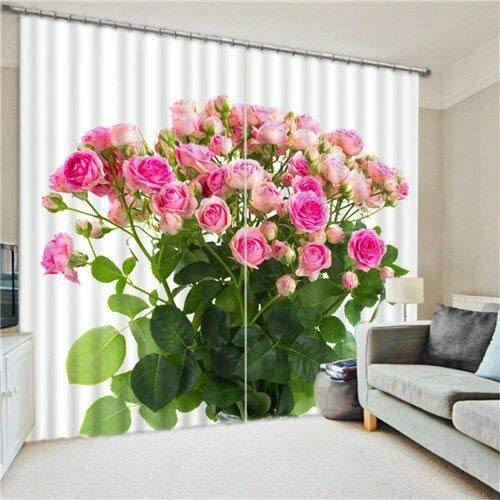 KHD 3D Pink Flower Digital Printed Polyester Fabric Curtains for Bed Room Kids Room Living Room Color White Window/Door/Long Door (D.N.1223) (4 x 9 Feet (Size ; 48 x 108 Inch) Long Door, 4)