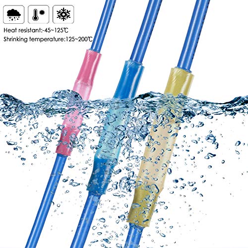 Airic Heat Shrink Butt Connectors 50Pcs 12-10Gauge Waterproof Butt Connector Yellow Heat Shrink Marine Automotive Electrical Straight Wire Crimp Connectors, Yellow #TOP2