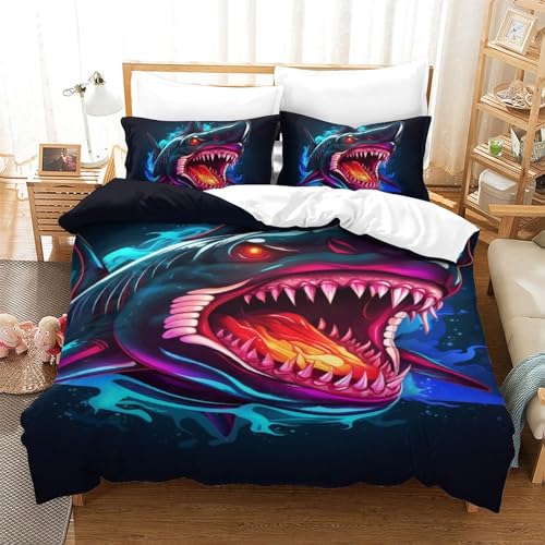 Housse de couette requin 3D pour chambre d'enfant garçon et fille lit 140x200cm - 2