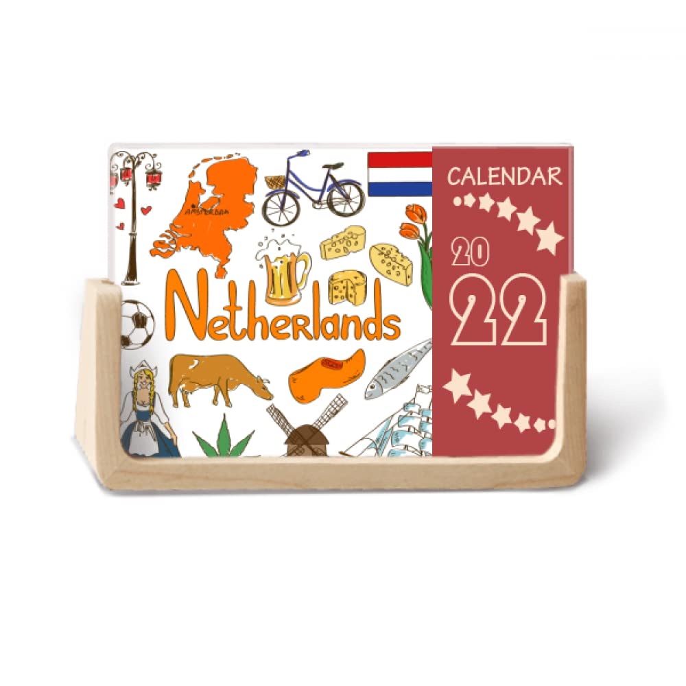 Calendrier de bureau 2022 Pays-Bas - Calendrier éphéméride 12 mois