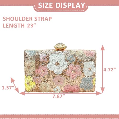 Clutch Purses for Women, Sequins Evening Bag, Hard Box Crossbody Bag miniatura 3