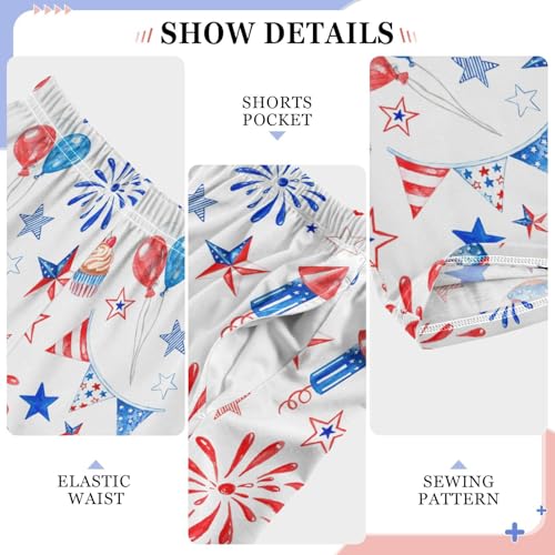 ZZXXB July 4th Fireworks Boys Long Pants Soft Trousers Elastic Waist Kids Lounge Bottoms with Pockets S-XL4