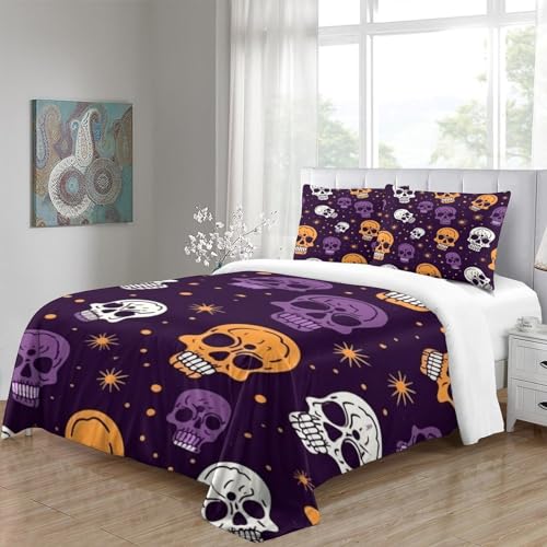 Housse de couette crânes en microfibre douce avec fermeture éclair