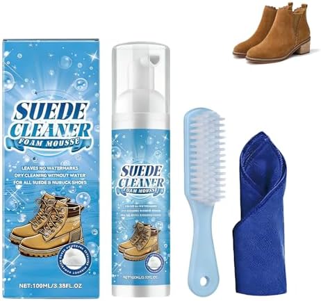 MAOYING Suedia Cleaner 100ml with Brush, Professional Cleaner for Shoes, Boots, Handbags and Jackets, Sweet Detergent for Nubuck Leather and Sweden