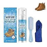 WYOSMALL Detergente per Pelle Scamosciata 100 ml con Spazzola, Detergente Professionale per Scarpe, Stivali, Borse e Giacche, Pulitore Delicato per Pelle Alcantera e Nabuk