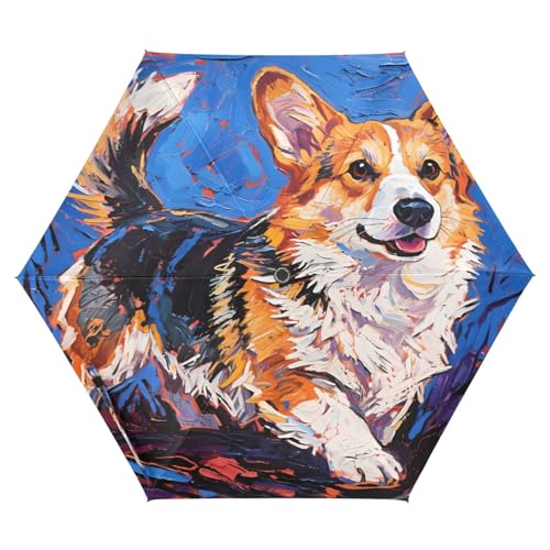 Nexawaveo Paraguas de viaje pequeño resistente al viento para perro, azul marino, compacto, ligero, plegable, automático, lluvia y sol