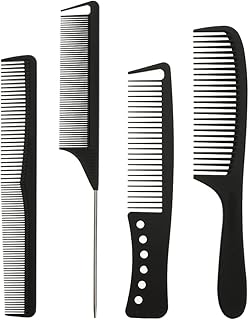 SLIPPET Hair Comb Styling Set 4 Pieces Fine Wide Tooth Comb Rat tail Comb Cutting Comb Parting Comb Anti Static Combs for men women dry wet hair thin curly hairdressing Set