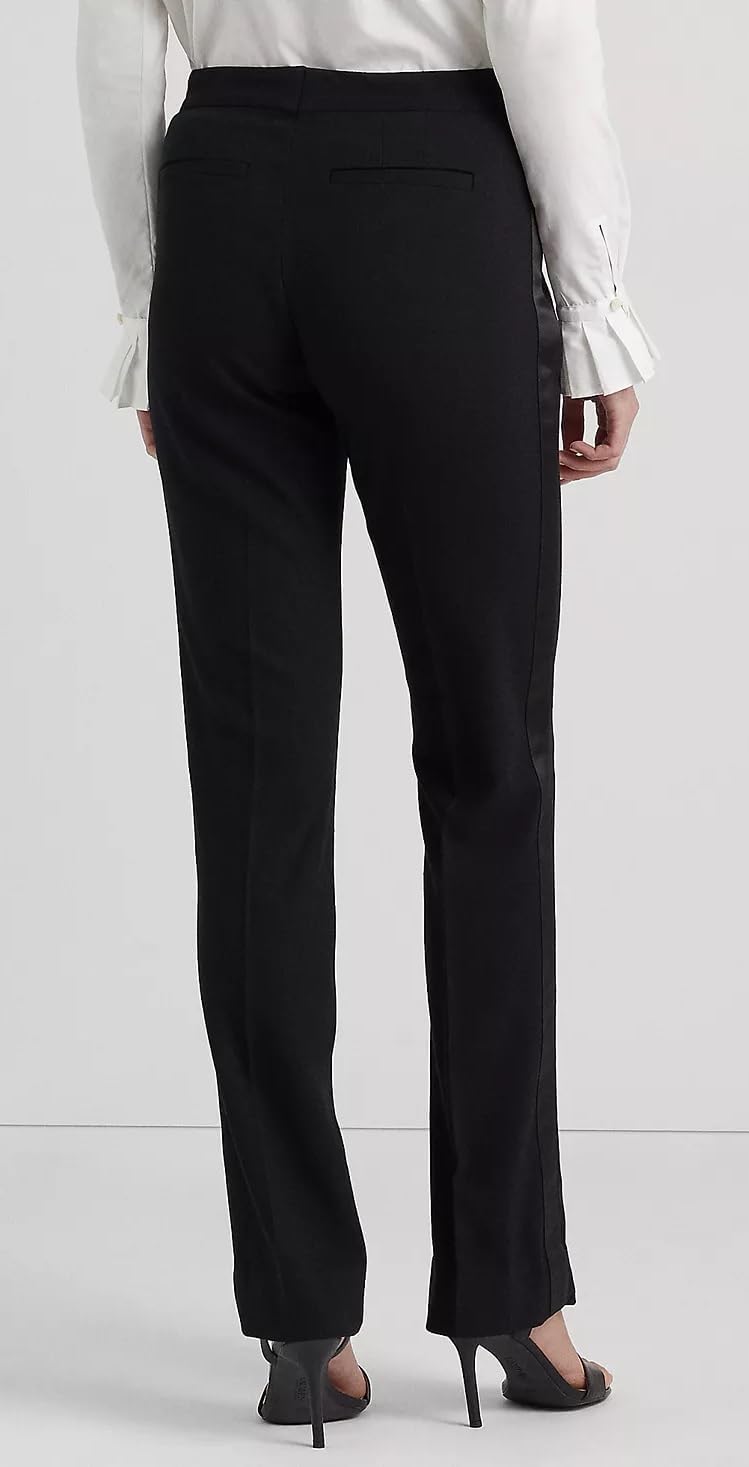 Lauren Ralph Lauren Womens Wool Side Stripe Straight Leg Pants Black 12