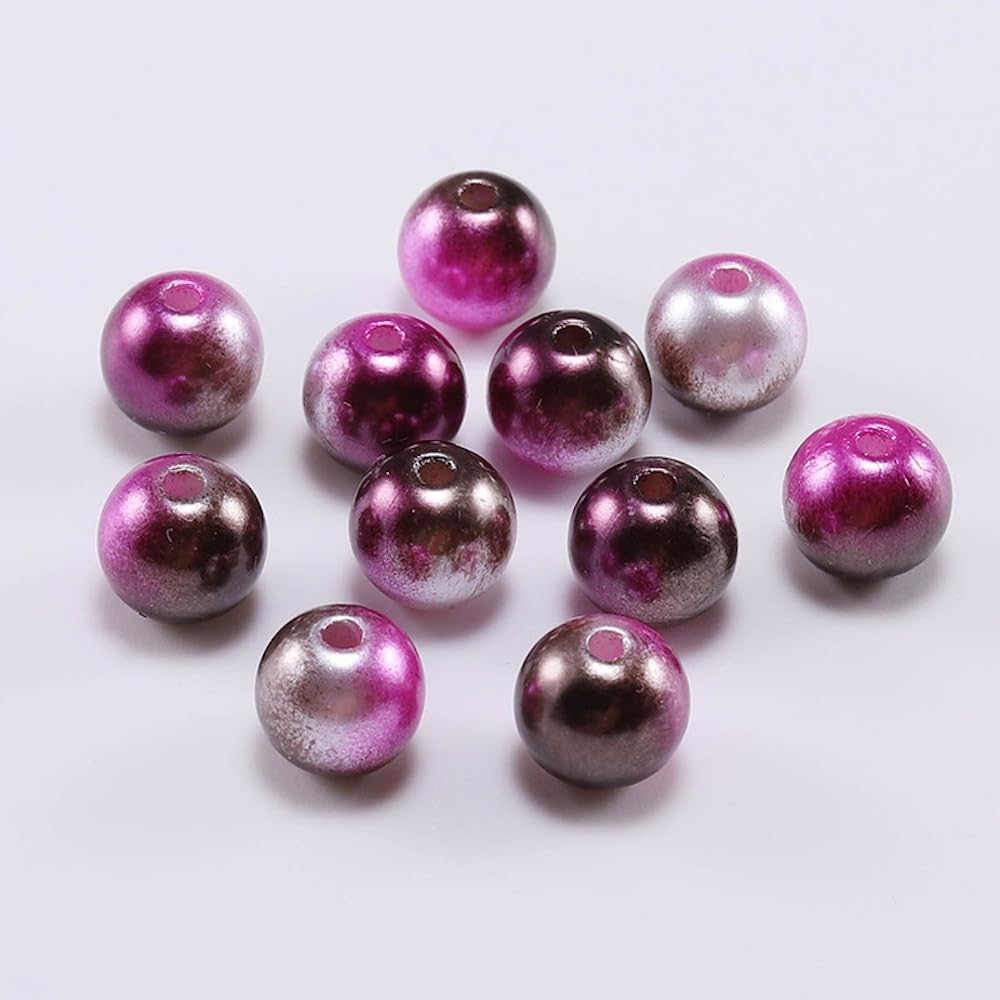 600 perlas redondas de 10 mm de colores para enhebrar, perlas sintéticas redondas, perlas acrílicas con agujero redondo colorido, para manualidades, pulseras, collares, ropa, llaveros, decoración,