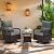 MELLCOM 3 Piece Patio Set, Outdoor Swivel Rocker Patio Chairs with Thick Cushions and Glass Table for Balcony Front Porch Poolside Garden Deck, Grey