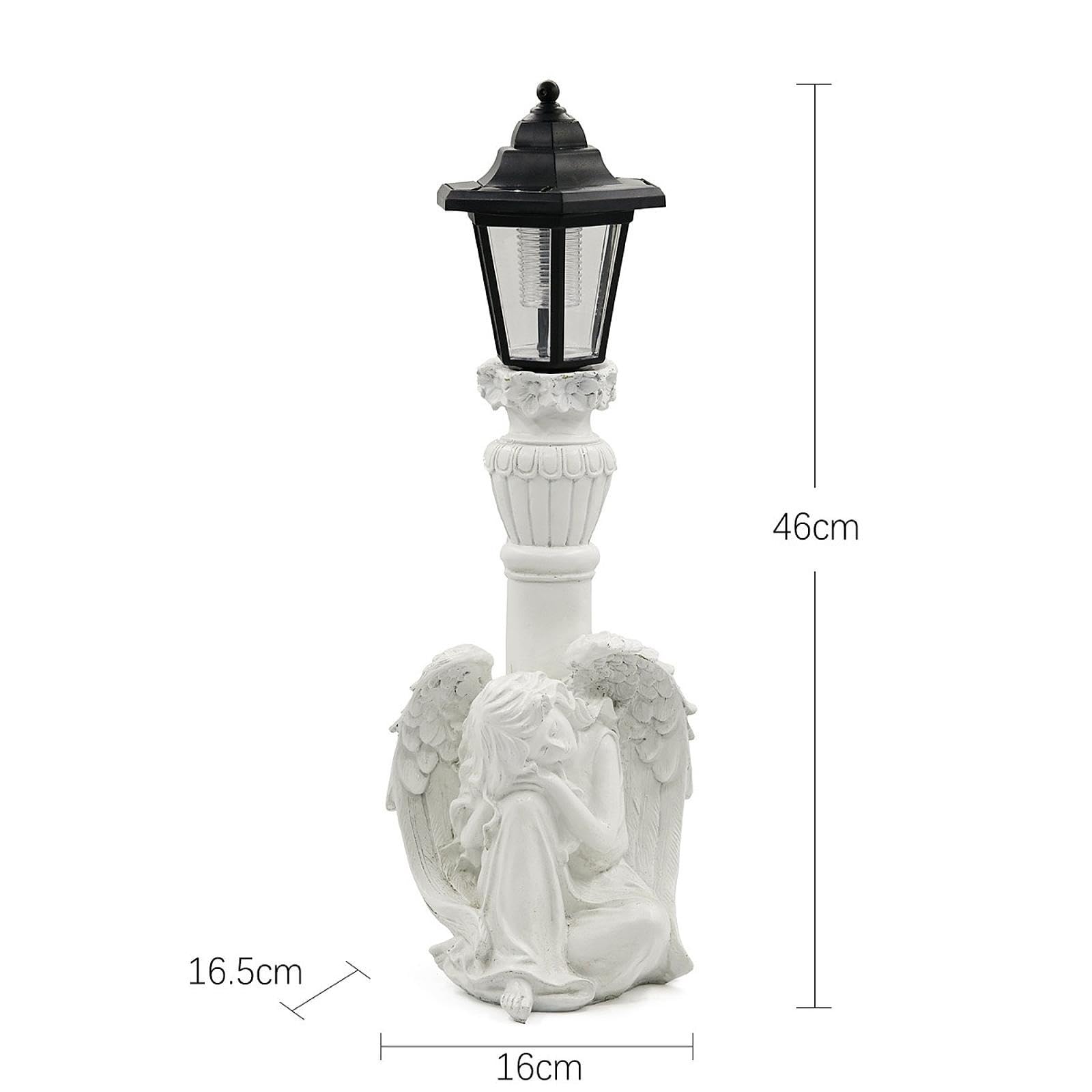 Perfeclan Estatua Ángel de Jardín con Luz Solar Ornamento Escultural Figura Creativa de Resina Lámpara para Exterior Adecuado para Patio Jardín Reuniones al