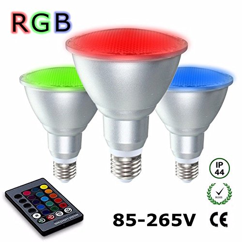 Foco Luz Led, 10W 20W Par30 Par38 LED RGB Spotlight Bulbo al aire libre Resistente al agua Color cambiando bombilla mágica