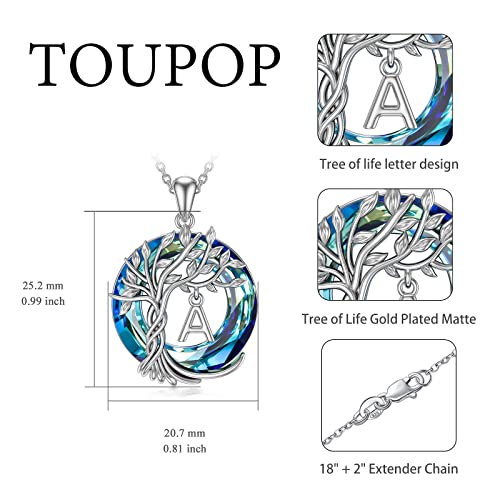 Toupop Mothers Day Gifts Sterling Silver Tree Of Life Initial A Letter Name Pendant Necklace Birthday Anniversary Christmas Graduation Mothers Day Jewelry Gifts For Women Girls Her Wife Mom Friend #TOP3
