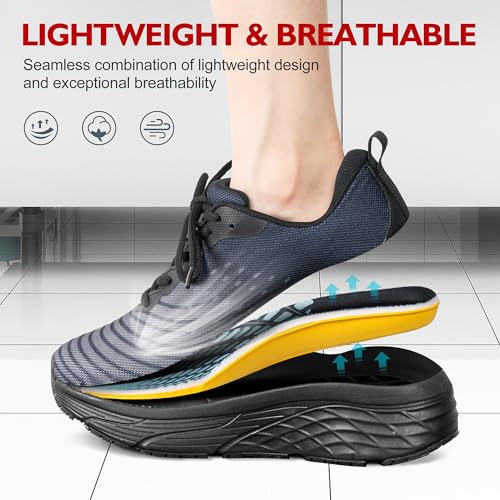 R CORD Black Non Slip Work Shoes for Women in Food Service - Water & Slip Resistant Sneakers for Restaurant Chefs and Nurses - Comfortable Standing All Day Long Zapatos Antideslizantes para Mujer4