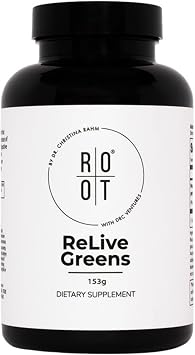 Root Relive Greens by Dr. Rahms | Superfood Powerhouse with Dark Leafy Greens, Fruits & Fibers - 153g
