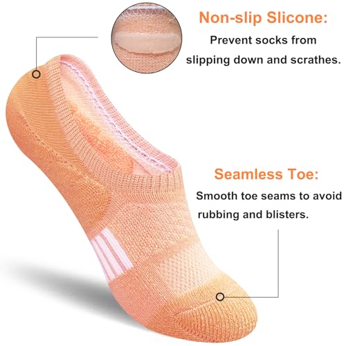 Womens No Show Comfort Cushioned Anti-blister Moisture Wicking Athletic Running Socks 5 Pairs3