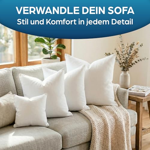Flowen Kissen 50x50 Kopfkissen 4er Set für Sofa und Bett Innenkissen Hypoallergene Anti-Milben Kissenfüllung mit Weicher Gesteppter Kissenbezug 100% Polyester für Haus/Hotel 2