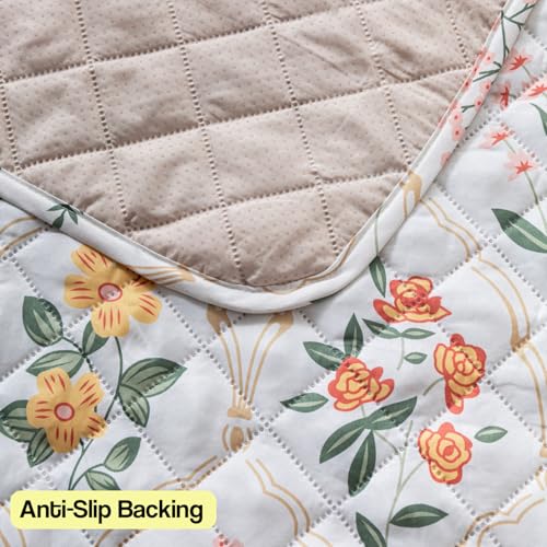 Image of House of Quirk 'Mughal Series' Printed Quilted Sofa Cover for 1 /2 /3 /4 Seater - Anti-Slip, Washable Couch Protector Slipcover (Backrest, Baghe Bahar, 50x70 cm)