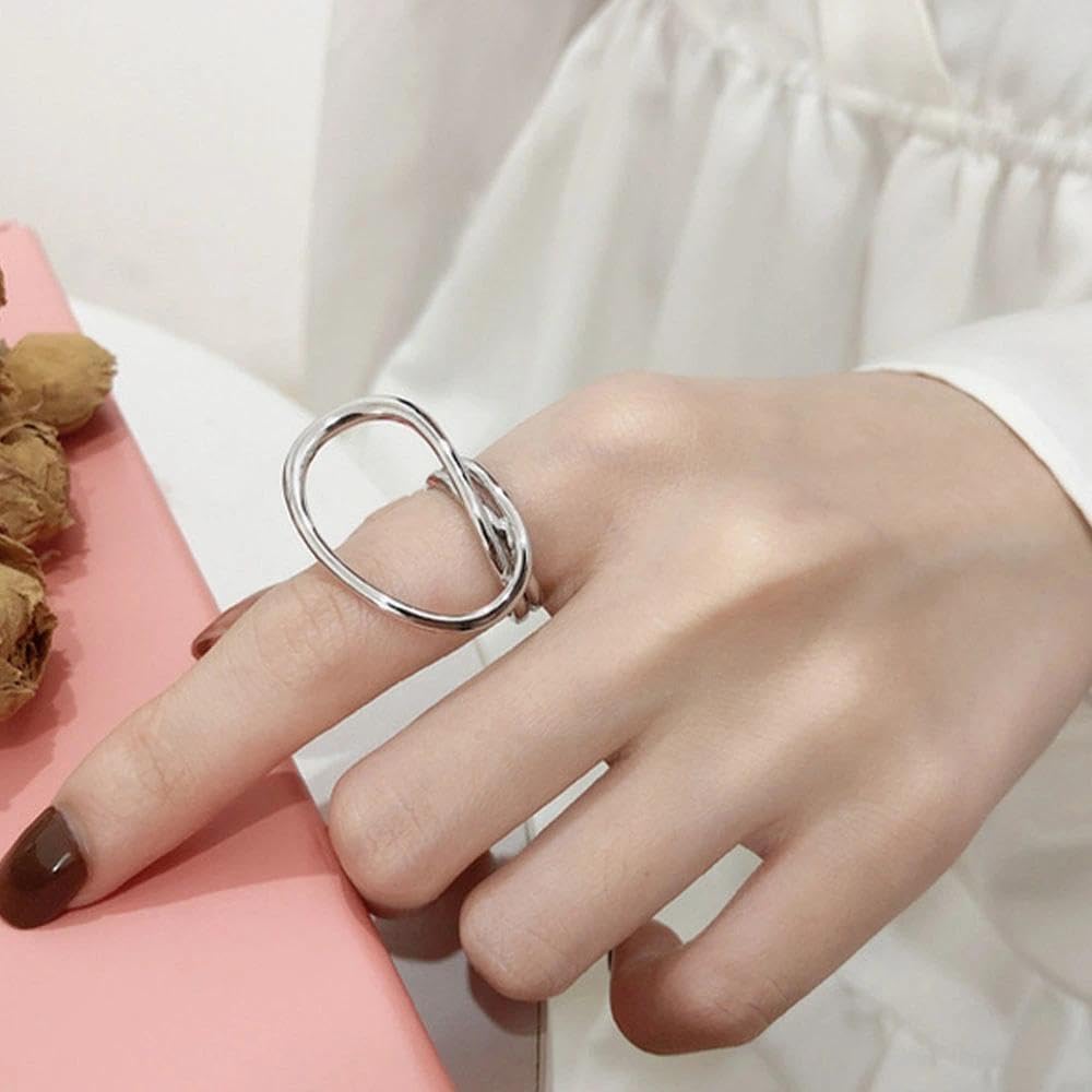 Chunky Line Finger Rings for Women Irregular Round Statement Open Knuckle Ring Big Exaggerated Curve Ring Minimalist Adjustable Jewelry Accessories - Image 3
