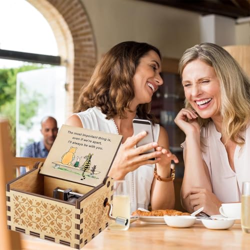 Music Box Gift for Friend Sister- Pooh Music Box Play You Are My Sunshine, Graduation Anniversary Birthday Friendship Gift for Bff Sisters Engraved with Even If We’re Apart, I’ll Always Be with You - Image 4