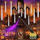Dixmas Velas flotantes con varita mágica mando a distancia y pilas, 12 unidades de velas LED flotantes, velas cónicas colgantes sin llama para Navidad, Halloween, fiestas de decoración